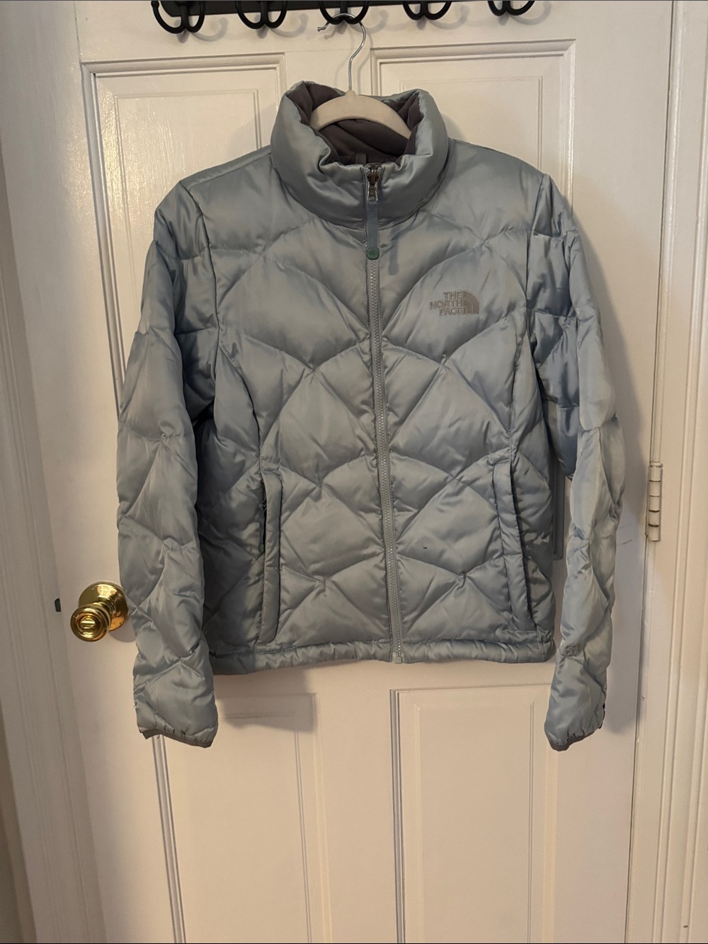 The North Face Women's Pale Blue Quilted Insulated Bomber Jacket